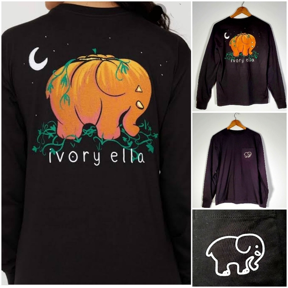 ivory ella Tops - Ivory Ella Halloween Pumpkin Elephant T Shirt